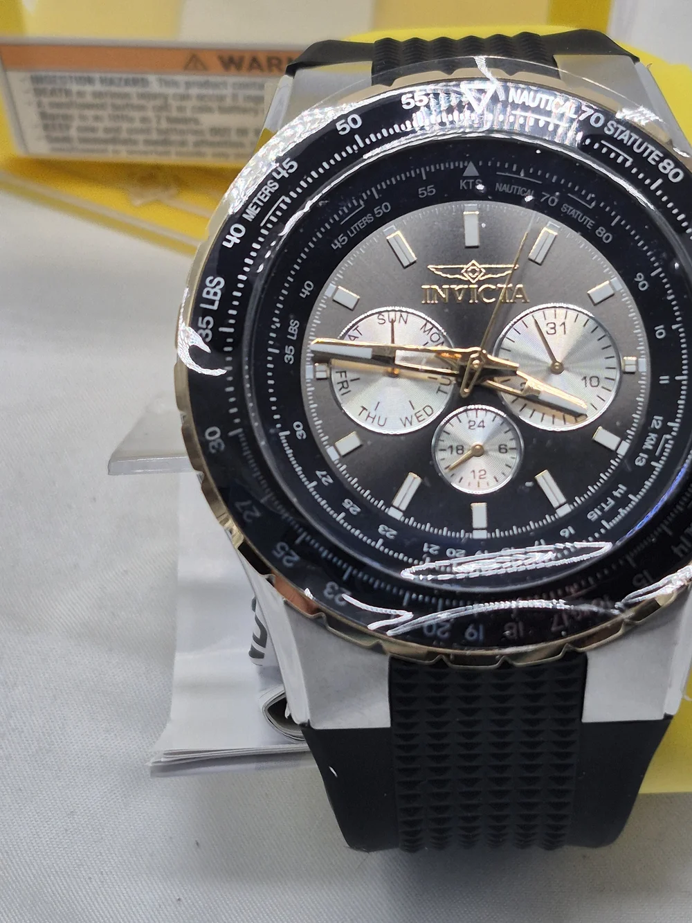 Invicta Men's Black and Gold Chronograph Watch